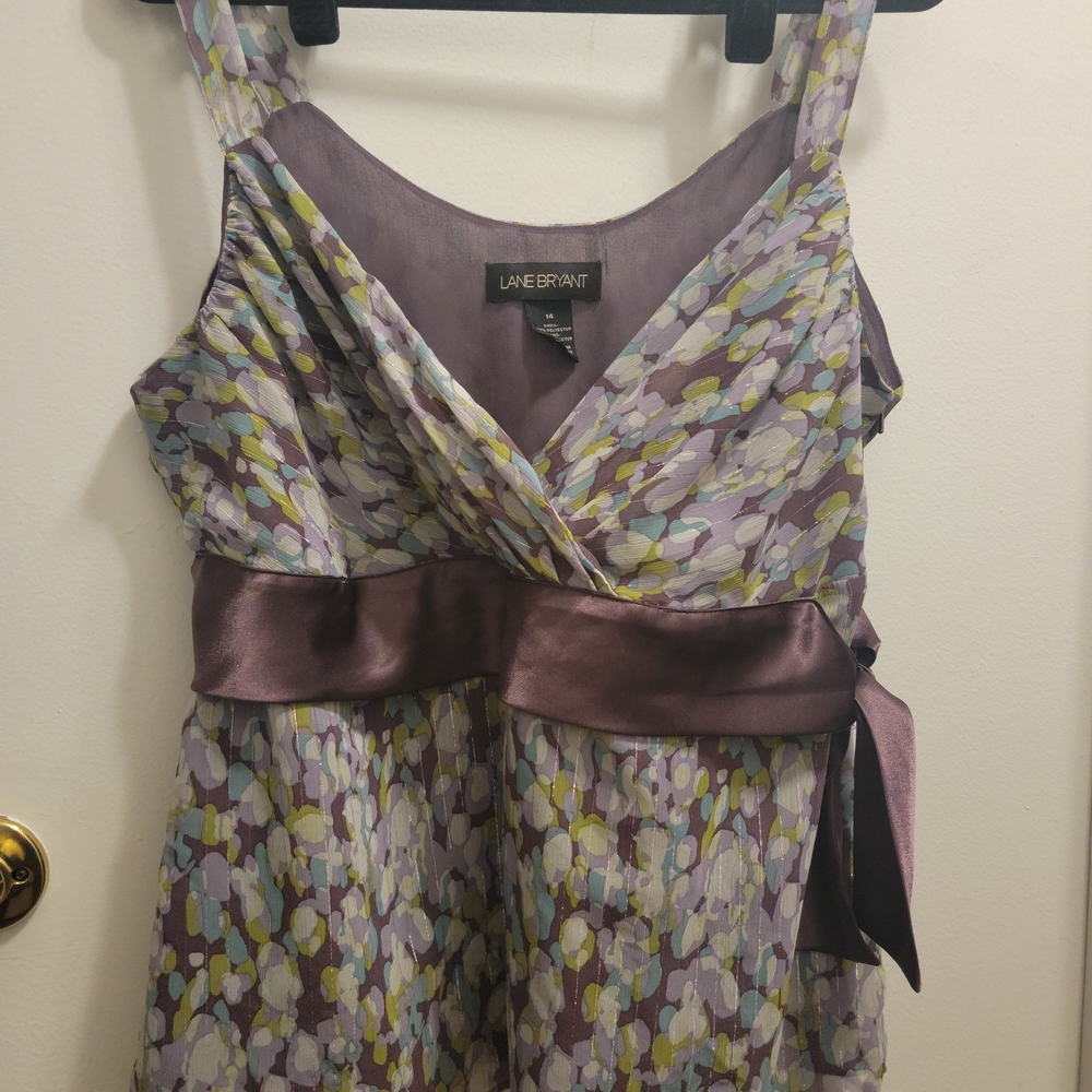 Lane Bryant Purple and Green Patterned Top